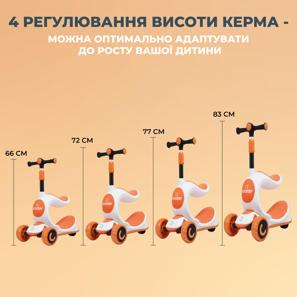 Самокат трансформер. Детский беговел трансформер 2 в 1 A1 Желтый MS-K7051-3 фото