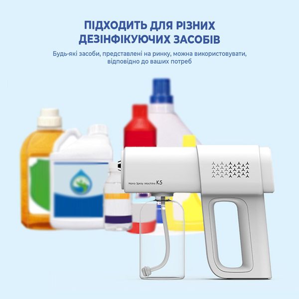 Ручний розпилювач рідини для дезінфектора портативний Nano Spray Machine K5 Білий К5-380_25 фото