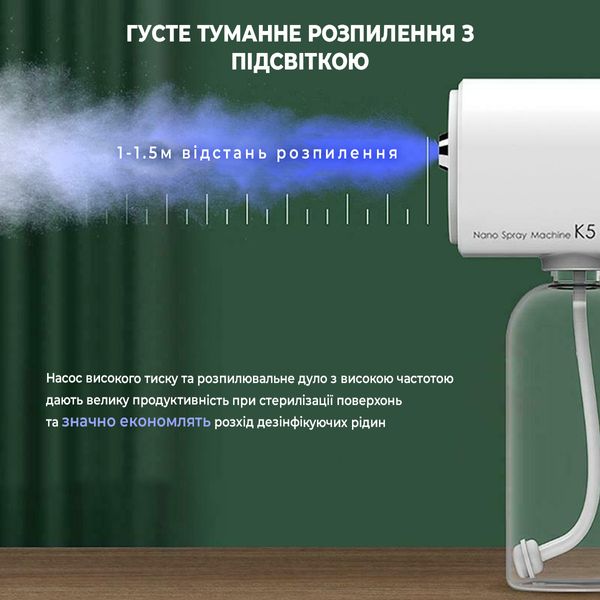 Ручний розпилювач рідини для дезінфектора портативний Nano Spray Machine K5 Білий К5-380_25 фото