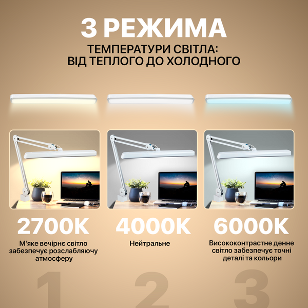 Настільна світлодіодна (LED) лампа SBTR Lamp 9505 234 24W з регулюванням колірної температури та яскравості Білий 9505 LED_24 фото