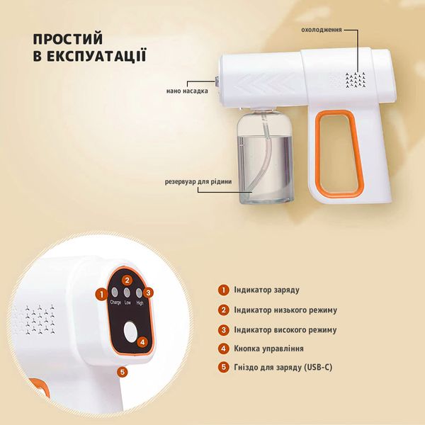 Ручний розпилювач для дезінфектора Nano Spray Machine K6 автономний Білий К6-380_26 фото