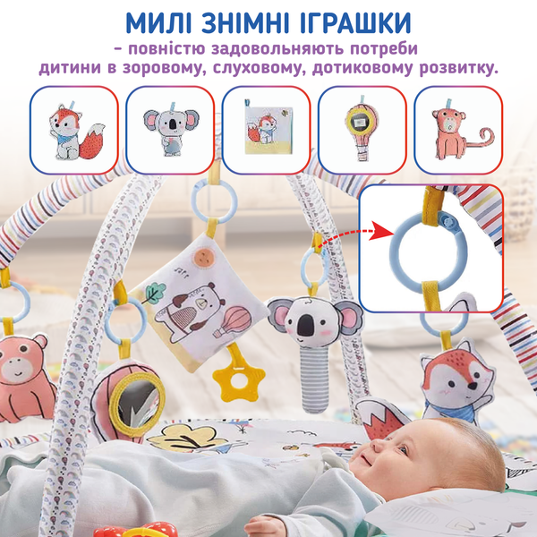 Розвиваючий килимок для дітей (немовлят) з дугами A1 (BabyMat-3M) BabyMat-3M фото