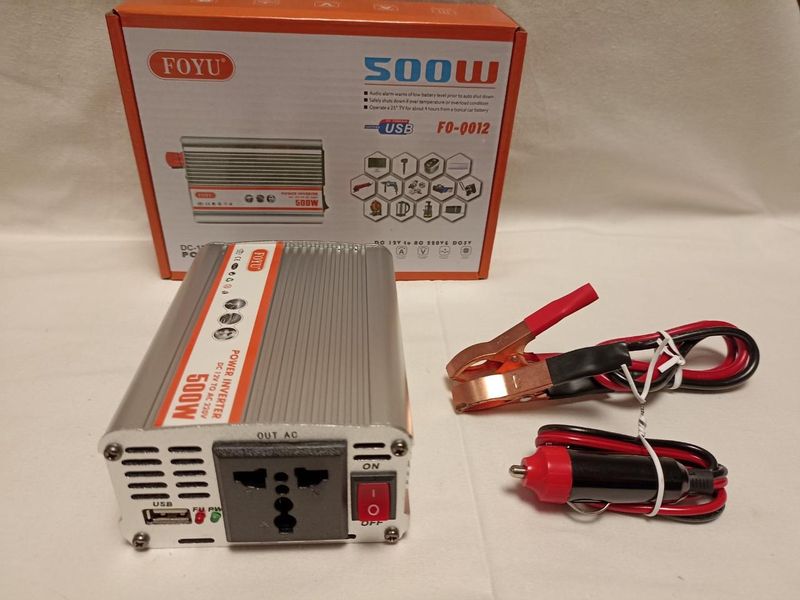 Перетворювач напруги FOYU DC12V-AC220V 400-800W, автомобільний інвертор, перетворювач струму Сірий FOYU-400-800W_161 фото