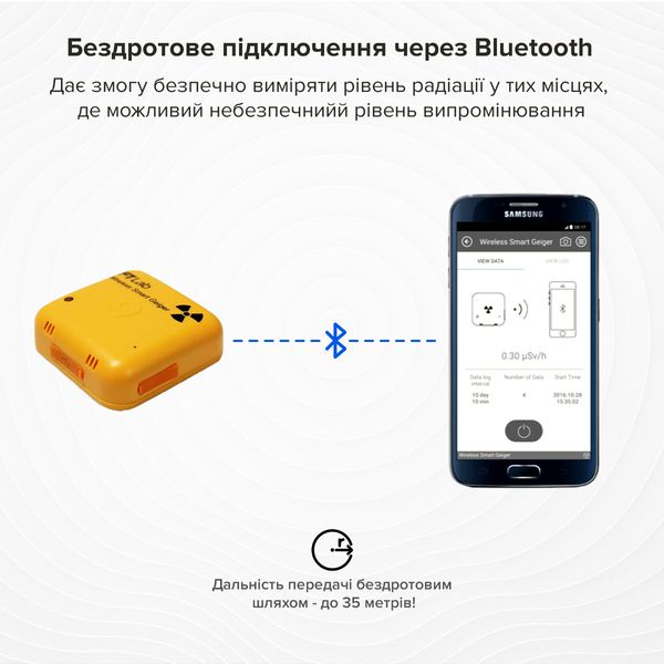 Дозиметр Універсальний Bluetooth FTLAB BSG-001, Для вимірювання Y та X Радіаційного Забруднення І Фона Землі Жовтий BSG-001_129 фото