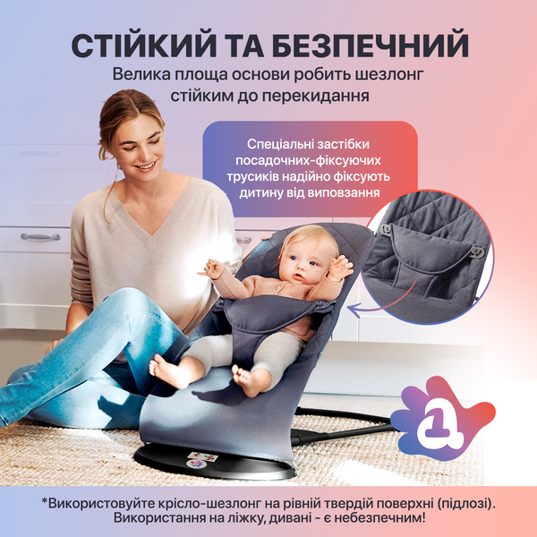 Дитячий шезлонг-гойдалка BABY Balance Soft від SBT Group бірюзовий в клітинку/бавовна (BBS-03-00) BBS-03-00 фото