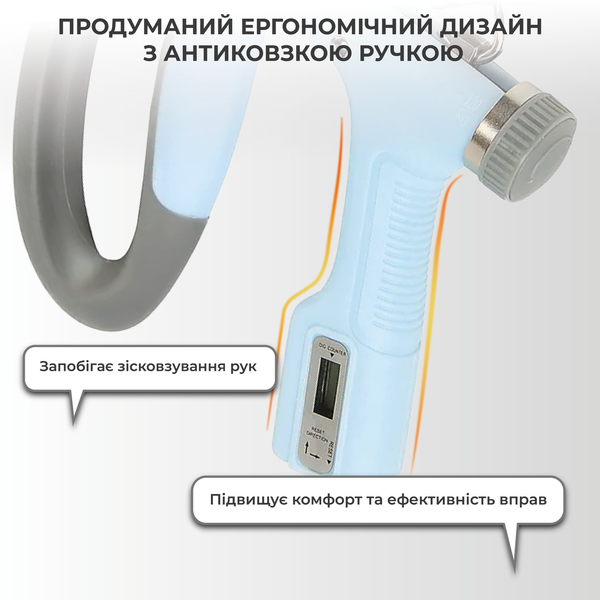 Еспандер кистьовий (з лічильником) пружинний з регульованим навантаженням Блакитний Top1-Blue фото
