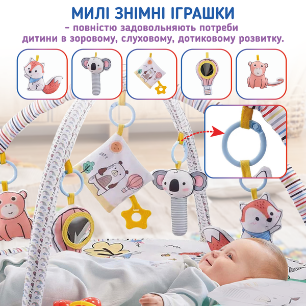 Розвиваючий килимок для дітей (немовлят) з дугами A1 (BabyMat-1M) BabyMat-1M фото