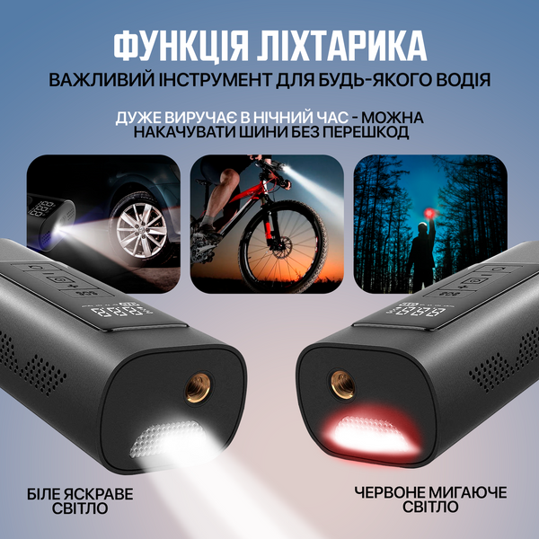 Автокомпресор портативний з функцією Power Bank, автомобільний компресор SBTR Темно-сірий AP-005_32 фото