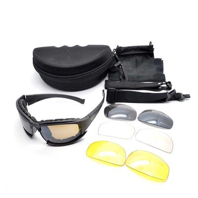 Очки Daisy X7 для военных с 4 сменными светофильтрами Черные DA-X7 фото