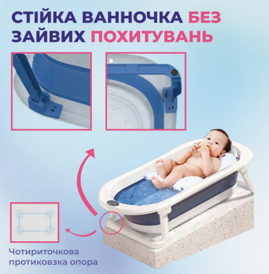 Анатомическая ванночка для купания детей (складная с термометром и подушкой) A1 EB-211P, бело-синяя EB-211P-1 фото