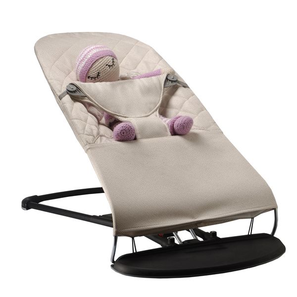 Детский шезлонг-качалка BABY Balance Soft от SBT Group бежевый в клетку/хлопок (BBS-12-00) BBS-12-00 фото