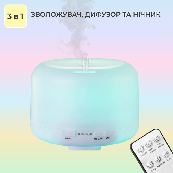 Зволожувач повітря 500 мл з LED-підсвіткою на 7 кольорів та пультом YK-717 фото