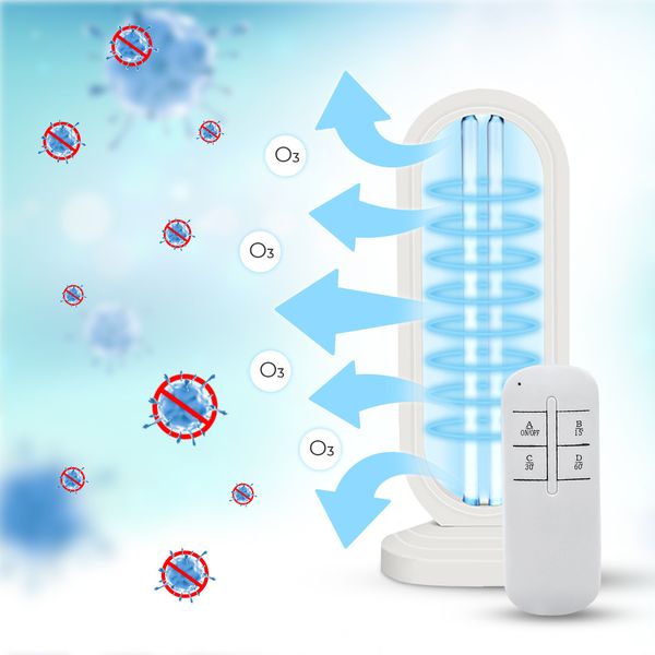 Кварцевая лампа бактерицидная озоновая 38W обработка на 360° с дистанционным управлением (UV360ov38) Белый UV360ov38_309 фото