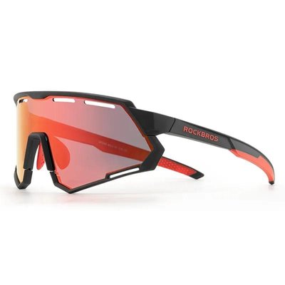 Велоочки фотохромные рокброс комплект с двух линз - Спортивные поляризованные очки для велосипеда Rockbros RB2Li-Red фото
