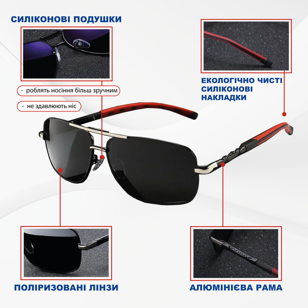 Сонцезахисні окуляри для водіїв фотохромні та поляризаційні хамелеони для нічної та денної їзди набір з чохлом NiOk1 фото