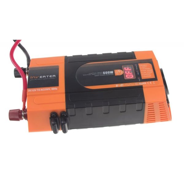 Преобразователь напряжения INVERTER DC12V-AC220V 600-1200W, авто инвертор 12 220 вольт универсальный Оранжевый INVERTER-1200W_189 фото